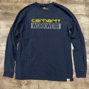 Carhartt Workwear Navy Blue Long Sleeve Shirt Size Small Original Fit